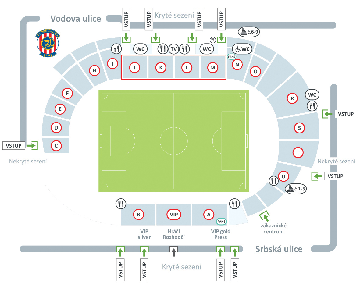 Plánek stadionu